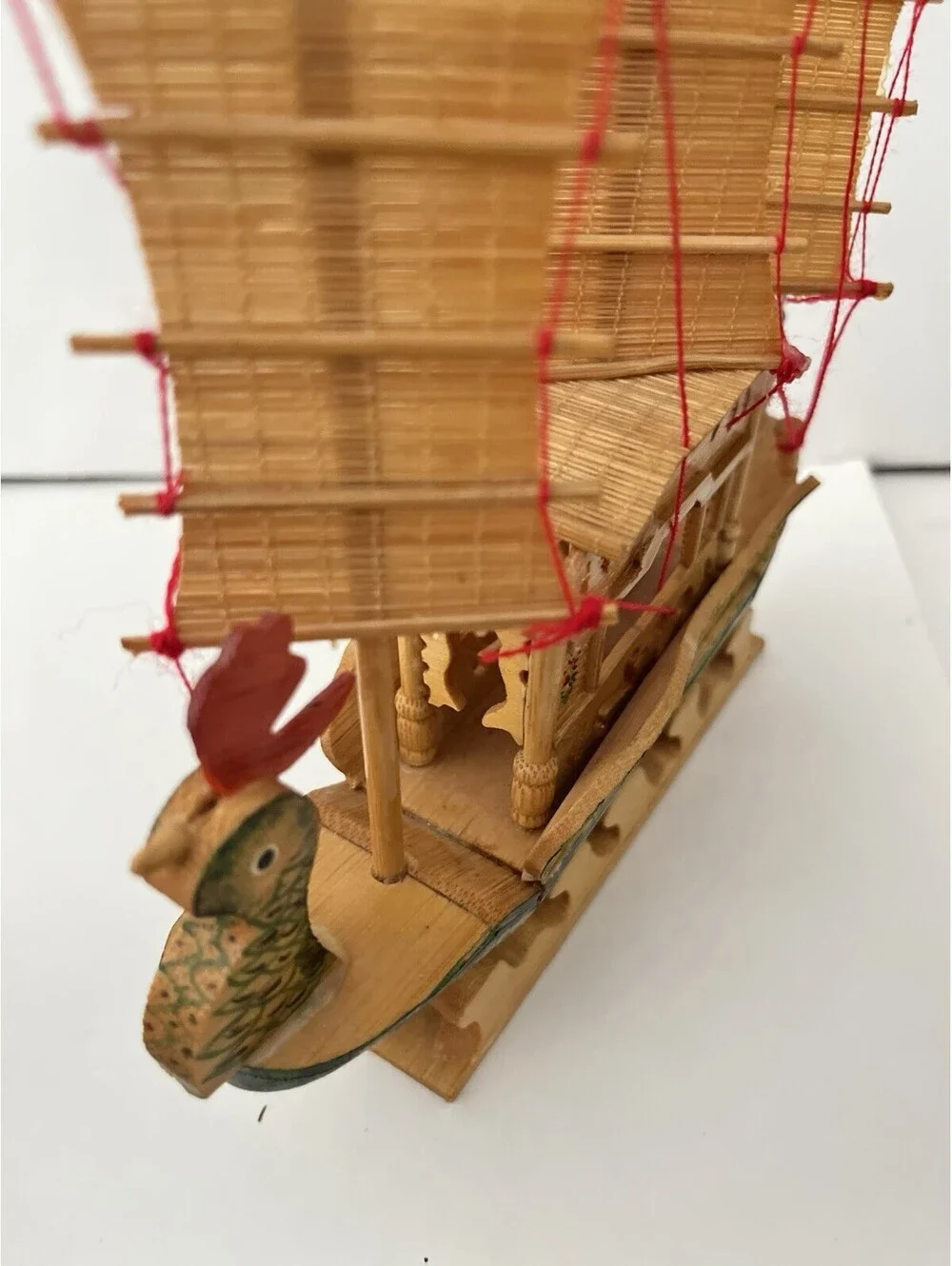 Vintage Mini 8” Wooden Bamboo Cutter Ship Model Clipper Pirate Sailing Decor
